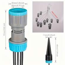 Riego automático para jardín, kit de riego por goteo de 10 cabezales, conexión roscada de 1/2" para invernadero/balcón | Sistema de filtración de caudal ajustable para plantas en maceta - Gris - Ver 3