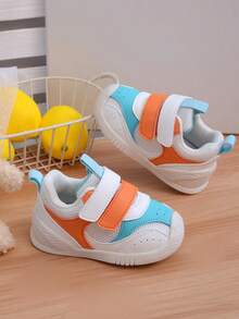 1 Pair Mesh Material Dual Strap Colorful Baby Sneakers, Fashionable, Comfortable, Non-Slip, Durable, Lightweight, Solid Color Toddler Walking Shoes, Suitable For Daily Wear
