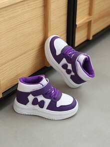 儿童高帮运动鞋，秋季新款，韩版时尚儿童休闲鞋，幼儿男女运动鞋，婴儿运动鞋 - 紫色 - 查看 6