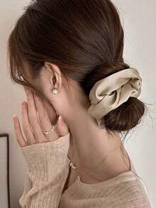 1/3/5/10pcs发圈头箍时尚简约高端饺子头胖大肠橡胶头箍女士头箍缎面高端纯色缎面头箍大号结肠头箍头箍新年发圈时尚发饰 - 彩色 - 查看 5