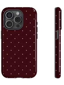 Burgundy Background With Pink Dots Two-In-One Matte Texture Phone Case Suitable For Compatible With Iphone17,17Air,16, 15, 14, 13, 12, 11, PRO MAX,PLUS,X,XS,XSMAX,As Well As , Galaxy S21/22/23/24/25 Ultra/FE+,NOTE20 Ultra,A71/56/55/54/53/52/36/35/34/26/25/23/16/15/14/13/06 - 彩色 - 查看 1