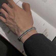 Titanium Steel Double-Woven Cuban Chain Bracelet - Colorfast, Minimalist, Hip-Hop & Cool Style For Men Crafted From Titanium Steel, This Bracelet Boasts Exceptional Colorfastness-Resisting Fading Even With Daily Wear, Ensuring Long-Lasting Shine.