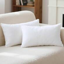 1/2/4pcs Solid Color Pillows Insert, Throw Pillow, Bedding, Soft Fluffy White Pillows, Fill For Back, Stomach Or Side Sleepers, High Rebound Polyester Fiber Filling Pillow, Halloween Decor, Christmas Decoration, For Bed, Sofa, Living Room, Halloween Gift, Bedroom Decorative Stuffer Pillow, Dorm Room Essentials College. - 白色 - 查看 13