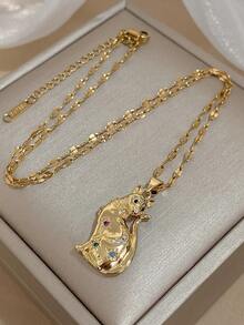 1 Pc Cute Vintage Pendant Necklace For Women Stainless Steel Chain Necklace Daily Party Jewelry Christmas Gifts