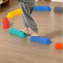 8块踏脚石套装，防滑平衡块，室内外障碍训练场，儿童健身器材，儿童感官玩具 - 彩色 - 查看 3