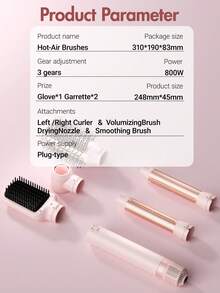 吹风机刷可拆卸五合一造型和干燥系统，快速干燥，卷发平滑和造型，自动卷发器，直发器/直发刷，适用于直发，卷发，波浪发，合适的礼物