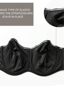 Women's Strapless Bra Minimizer Seamless Underwire Unlined Bandeau For Big Bust - Black - View 6