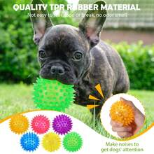 3pcs Squeaky Dog Balls, Dog Chew Spike Balls, Floating Dog Pool Toys, Small Dog Rubber TPR Fetch Toys, Boredom Chew Toys, Dental Cleaning For Medium & Small Dogs