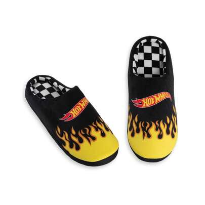  Vanilla Underground X Hot Wheels Mens Black Mule Slippers | Hot Wheels Bedroom Slippers | Officially Licensed Merch