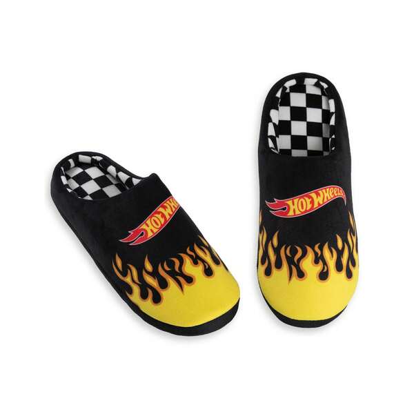 Vanilla Underground X Hot Wheels Mens Black Mule Slippers | Hot Wheels Bedroom Slippers | Officially Licensed Merch