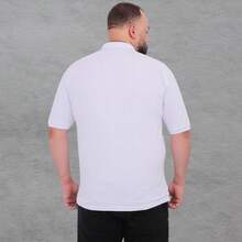 Men's Piquet Collar Polo Shirt Plus Size G1 G2 G3 Polo Classica Elegante - 白色 - 查看 2