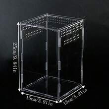 1pc Transparent Acrylic Lizard Habitat, Small Reptile Amphibian Pet Square Feeding Box, Suitable For Wolf Spiders, Scorpions, Geckos, Etc., Ventilation And High Transparency, Easy To Observe Pet Daily Life - Clear - View 10