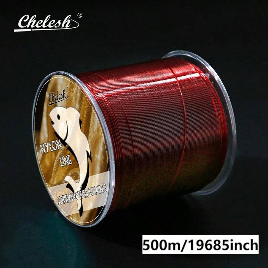 Chelesh 500m Nylon Monofilament Fishing Line, Available In Olive Green, Burgundy, Transparent, And Rose Red Colors, Parallel Winding Craft, High Strength, Good Water Cutting Performance, Multiple Strengths Available, Fishing Gift, Suitable For Beading And DIY Handcraft - Multicolor - View 1