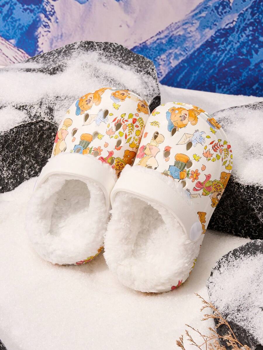 Kids' Warm Thermal Lined Casual Clogs, Suitable For Winter
