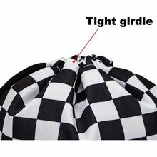 Drawstring Bag Sackpack - Black and White Grid - View 5