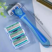 Women's Shaver Smooth And Comfortable Shaving Experience - Stainless Steel Razor With 6-Layer Blades And Non-Slip Handle, Includes Replacement Blades Men's Travel - Green - View 6