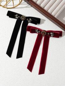 1 件优雅风格大蝴蝶结手工布艺水钻水晶胸花胸针，奢华珠宝胸花，适合女士约会礼物，适合日常佩戴