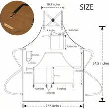 Professional Unisex Chef Apron With CrossBack Design And Large Pockets For Kitchen Use WaterResistant Cotton Canvas Material Ideal For Cooking Food Service And Culinary Workstations - màu nâu - Xem 2