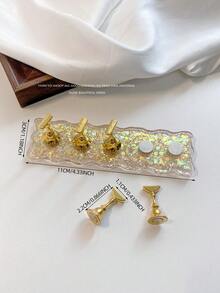 Paleta de arte de uñas con rhinestones acrílicos, lámina de oro, soporte para pinceles, puntas de práctica de uñas, cuentas de cristal de resina y decoración de flores láser - Kit DIY para salón en casa, novia, San Valentín, madre, hermana, novia