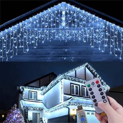 1 bộ đèn LED 96 bóng, dài 3,5m/11,48ft, dùng nguồn USB, 8 chế độ chiếu sáng, điều khiển từ xa, trang trí Giáng sinh trong nhà/ngoài trời cho tường, sân vườn, tiệc tùng - Chất liệu nhựa, không kèm pin, đèn chiếu sáng ngoài trời | Không khí lễ hội | Đèn nhựa, đèn Giáng sinh ngoài trời