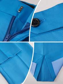 Mens Suit 2-Piece Double Breasted, Slim Fit Formal Blazer And Trousers Set, Wedding Prom Business Office Tuxedo - Blue - View 6