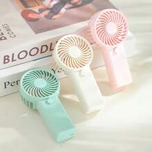 1pc Mini Handheld Fan - Portable Lightweight Battery-Powered Cooling Fan With High-Speed Quiet Operation, 4 Colors (Teal Blue, Pink, White, Mint Green) For Summer Outdoor, Indoor & Patio Use, Cooling Fan Portable, Sleek Handle Design - 白色 - 查看 2