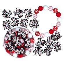 21 piezas/42 piezas Cuentas de silicona en forma de lazo navideño Suministros para hacer manualidades de collares, llaveros, decoración de autos, cadenas para bolsos, cadenas para teléfonos, pulseras y talla grande