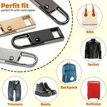 2/10件装金属拉链维修套装 - 快速修复行李箱、包袋等物品上的损坏拉链。可拆卸拉链，适用于衣物和包袋，易于安装且经久耐用，是牛仔裤和背包的理想替换拉链，包含缝纫工具。