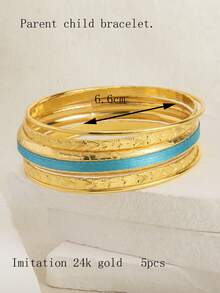 5 قطع مجموعة أساور بتصميم فريد من الشريط والقلب للبنات