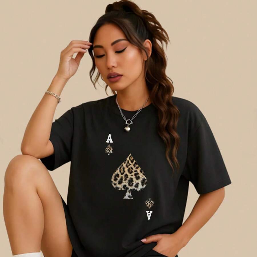 Camisa Feminina Estampada Linha Premium Excelente Qualidade - Preto - Visão 1