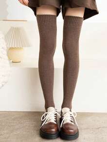 1 Pair Of Women's Padded Terry Thigh High Socks Warm Warm Stockings Multicolor Autumn And Winter, Cozy Socks