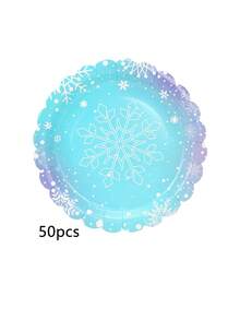 10pcs/20pcs/50pcs Frozen Party Plates Dessert Paper Dinnerware Plates 7 Inch Winter Snowflake Theme Scalloped Plate For Christmas Xmas Winter Wonderland Frozen-Theme Party Supplies - Multicolor - View 9