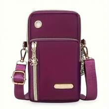 Women's Multi-Layer Sports Arm Bag - Nylon Crossbody Phone Bag With Zipper Closure, Stylish Shoulder Strap - màu đen - Xem 5