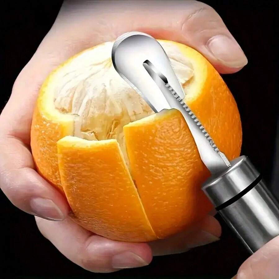 1PC Ergonomic Stainless Steel Peeler For Oranges And Lemons - A Creative Kitchen Tool With A Curved Handle That Allows For Easy Peeling, Perfect For Restaurants And An Essential Tool For Outdoor Camping And Barbecuing. - Bạc - Xem 1