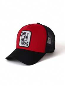 1 Piece Poker Embroidery Trucker Hat, Unisex Casual Outdoor Sun Protection Fitted Cap - Mesh Hat (trucker Hat) - View 3