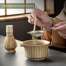 6 piezas Juego de Matcha Esmaltado Verde, que incluye Tazón Cerámico Resistente a Inclinaciones, Juego de Batidor de Matcha (Adecuado para Principiantes de Matcha), Tamiz de Acero Inoxidable, Batidor de Bambú, Cuchara, Taza de Matcha y Soporte para Taza - Juego Completo de Batidor de Matcha, Adecuado para Principiantes de Matcha, Juego de Matcha Estilo Japonés - Multicolor - Ver 7