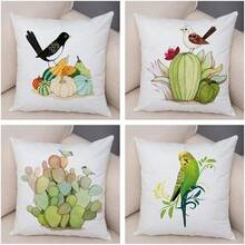 Generisch Juego de 4 fundas de almohada decorativas de pájaros y flores para sofá, hogar, coche, funda de almohada de felpa supersuave, 45 x 45 cm, 450 x 450 mm - 17 - Ver 7