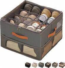 Foihletpath Almacenamiento de Zapatos, Organizador de Zapatos de Tela Foihletpath, Caja de Almacenamiento, 16 Compartimentos Individuales, Caja de Almacenamiento Multiusos, Divisores Ajustables (C Pequeño) - F Grande - Ver 11