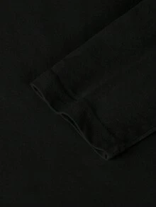 秋冬新款小码女式长袖 T 恤，趣味图案印花俏皮女孩休闲圆领上衣 - 黑色 - 查看 11