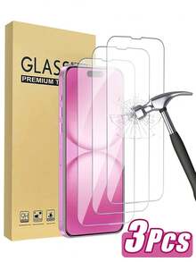 3片装钢化玻璃屏幕保护膜，兼容 17/17 Pro/17 Pro Max/17 Air/16/16 Plus/16 Pro/16 Pro Max/15/14/13/12/11 Pro Max/X/XS/XR/Mini/7/8/14 Plus。也兼容14/15 Pro Max。采用2025升级版钢化玻璃，硬度高达9H+。 - 無色 - 查看 29