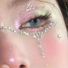 Charming Star-Shaped Rhinestone Face And Eye Makeup Set - Sparkling Multi-Pattern Laser Diamond Stick For Dazzling Stage Looks - 9系列2-7四拼雷射星鑽貼紙 - 查看 6