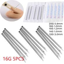 50/100/5pcs Disposable Sterile Body Piercing Needles 12G 14G 16G 18G 20G Tattoo Needle For Navel Nipple Lip Ring Kit Surgical Tools - Silver - View 8
