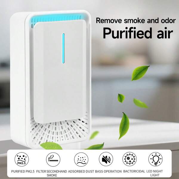 Purificador de aire de iones negativos para interiores, desodorizante, eliminación de humo, reducción rápida de PM2.5 y PM10. Adecuado para dormitorio, sala de estar, comedor, cocina, hotel y otros espacios.