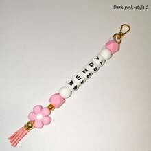 1-Piece Flower Bag Charm, Tassel Pendant, Available In Multiple Flower Colors, Customizable With Name And Initials Beads, Suitable As A Birthday/Holiday Gift For Mother/Family/Girlfriend. - Multicolor - View 79