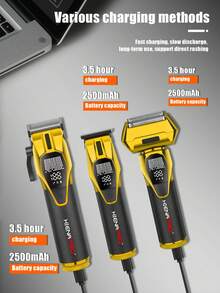 HIENA 3pcs Gold Hair Clipper Gift Box, Cordless Trimmer Set With Detachable Battery And Charging Base, Professional Hair And Beard Grooming Kit For Men, Ideal For Christmas Or Birthday Gifts