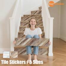 SUPSTICKER 1 rouleau (1 pièce) Autocollants pour escaliers avec motif bois clair bleu et brun clair. Décoration murale en PVC autoadhésif et amovible, avec propriétés imperméables, faciles à nettoyer et sans couture. Idéal pour les marches d'escalier, les surfaces de meubles, les sols de balcon, les sols de salle de bain et plus encore. Parfait pour la décoration de la maison et la rénovation d'espace. Plusieurs tailles disponibles.