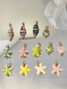 1pc Cute Cartoon Stainless Steel Crab, Seashell, Seahorse, Dolphin, Elephant Pendant, DIY Necklace, Earring, Bracelet, Keychain Jewelry Accessory, Suitable For Party, Halloween Decoration