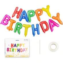 Happy Birthday para Decoracion Decoración de globos de cumpleaños de 16 pulgadas pancarta de feliz cumpleaños letrero de globo de fiesta de metal ideal para fiestas infantiles y de adultos también combinable con decoración de navidad y Christmas fondos de fotos mesas de postres y celebraciones en casa - color caramelo - Ver 10