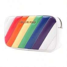 Michael Kors Borsa a vita Michael Kors in pelle artificiale trapuntata a rose e arcobaleno, colore bianco, dalla serie di borse 35T0GXOC0I-RAINBOW