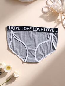 5条装女士性感罗纹棉质内裤中腰无缝三角裤开叉LOVE字母腰带柔软舒适透气内衣适合瑜伽、运动和日常穿着 - 彩色 - 查看 7